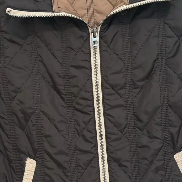 DEMOCRACY Black stone Puffer Vest Cable Knit Sweater Arms Jacket - Picture 4 of 6